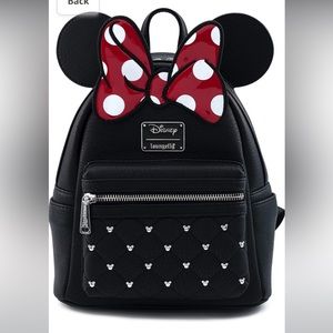 Loungefly Disney Minnie Mouse Bow Faux Leather Womens Double Strap backpack